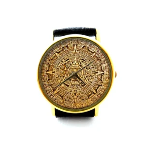 Mayan Calendar Aztec Occult Leather Watch. Mayan Art. Ancient Art Watch. Ancient Aztecs Unisex Watch. Ladies Watch. Men Watch. Mayan Jewelry