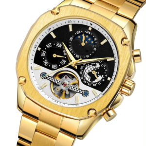 Men's Luxury Tourbillon Stainless Steel Automatic Mechanical Wristwatch