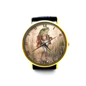 Frog Beauty Standard Leather Watch. Frog Lovely Watch. Unisex Watch. Funny Frog Jewelry
