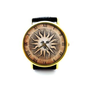 Sun Leather Watch. Wisdom Circles Leather Watch. Art Leather Watch. Unisex Watch. Ladies Watch. Mens Watch. Sun Jewelry