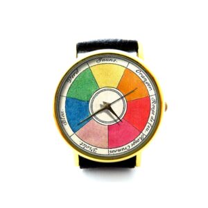 Antique Color Wheel Leather Watch. Color Wheel. Color Wheel Accessory. Ladies Watch. Unisex Watch. Color Wheel Jewelry