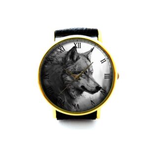 Wolf Leather Watch. Wolf Wrist Watch. Unisex Watch. Ladies Watch. Mens Watch. Personalized Watch. Wolf Jewelry