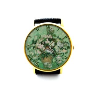 Still Life. Vase with Pink Roses Vincent Van Gogh Leather Watch. Pink Roses Ladies Watch. Unisex Watch. Van Gogh Jewellery