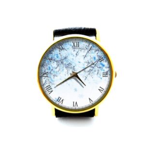 Snowflakes Leather Watch. Holiday Ladies Watch. Unisex Watch. Vintage Watch. Winter Snowflake Watch. Snowflake Jewellery