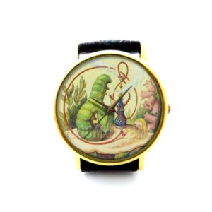 Alice and the Caterpillar Leather Watch. Alice in Wonderland Ladies Watch. Unisex Watch. Wonderland Jewelry