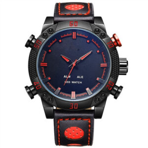 Men's Luxury Stainless Steel LED Quartz Waterproof Sports Wristwatch