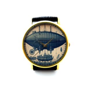 Steampunk Airship Leather Watch. Steampunk Watch. Unisex Watch. Steampunk Jewelry