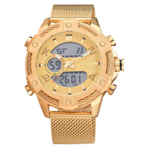Men's Luxury Casual Golden Digital LED Military Quartz Dual Display Watches
